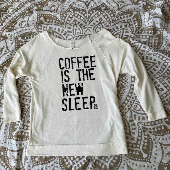 Coffee is the New Sleep Three Quarter Length Sleeve Off Shoulder Still Rad Tee - Picture 3 of 7